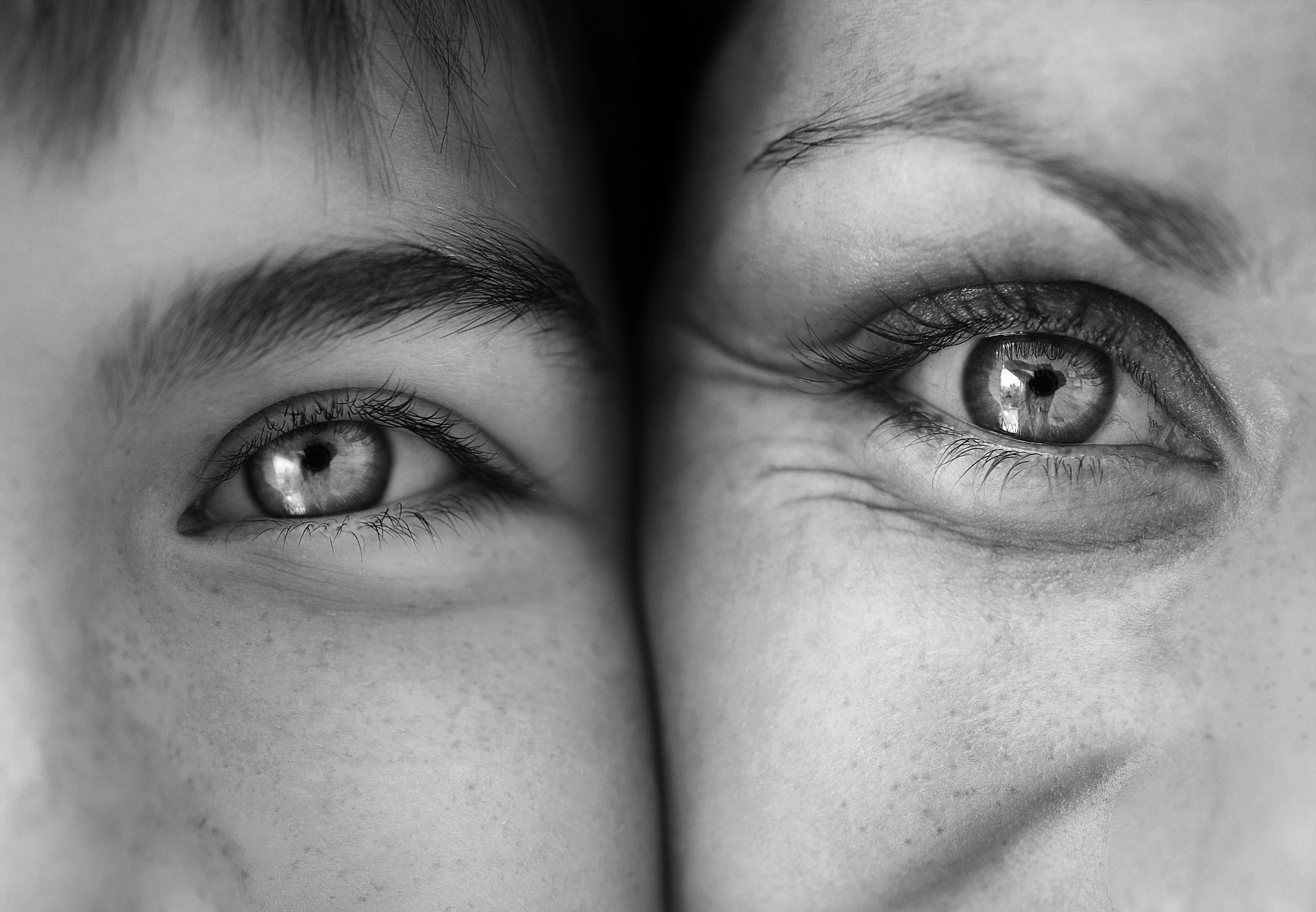 Olhos de criança e adulto lado a lado — troca anual do grau garantida em contrato pelo Visão Fixa